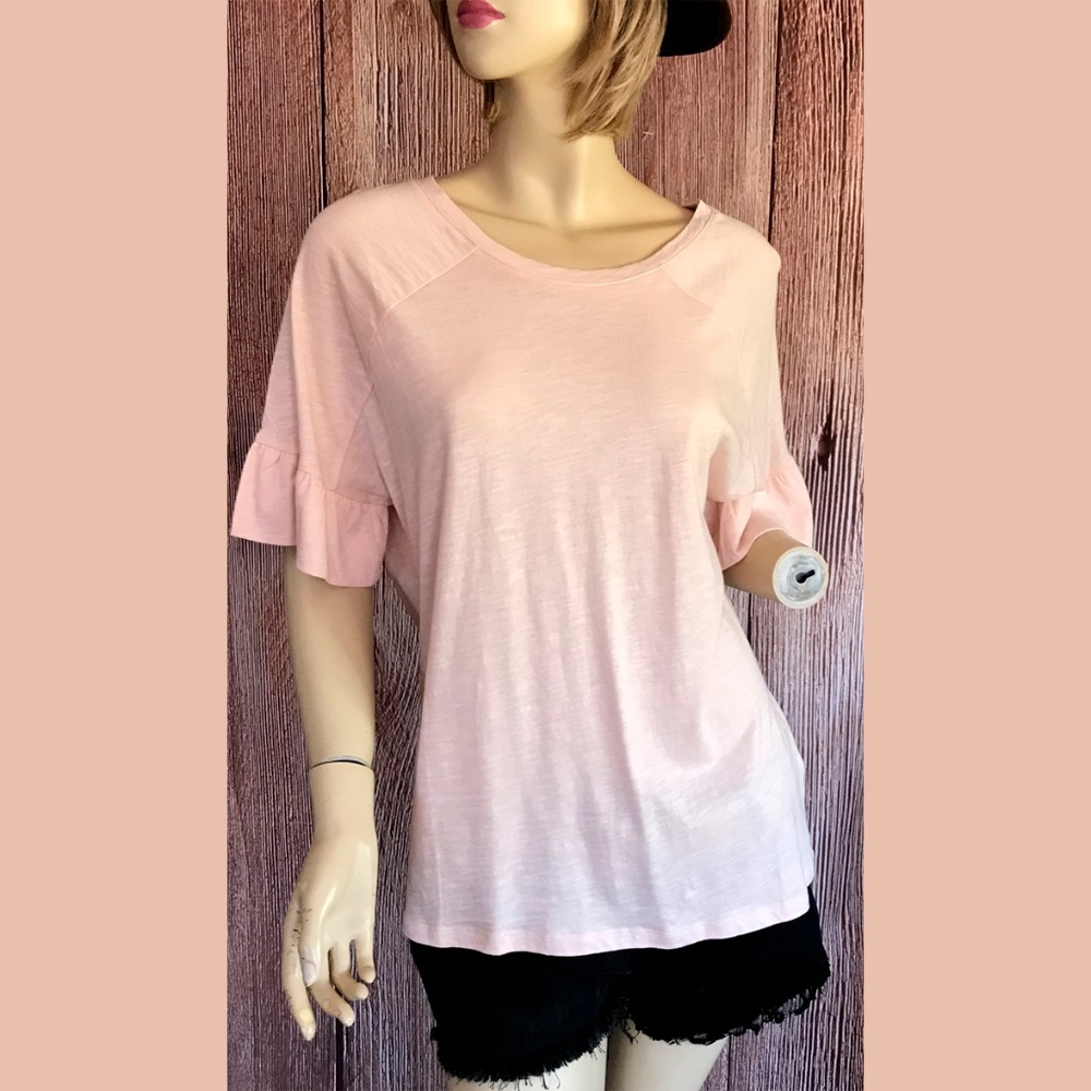 Cato Pink Top Ruffle Sleeves Small